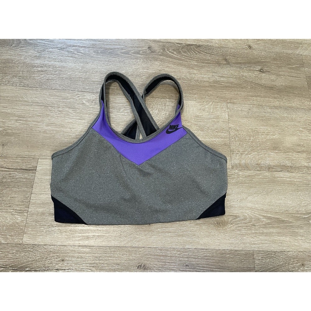Nike Swoosh bra Size Women Sz M Gray purple AR8852-091 Medium Impact Sports Yoga